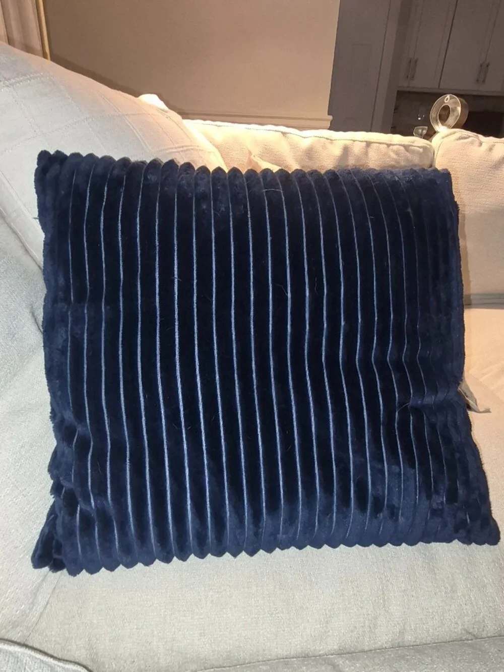 Navy Throw Pillow & Insert - 18x18 - Soft Natural Plush Flannel Double-Sided